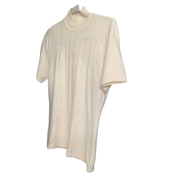 KORET SWEATER PULL-ON SHORT SLEEVE WOMENS, S, IVORY, STAND UP COLLAR, BACK ZIP - Picture 3 of 10